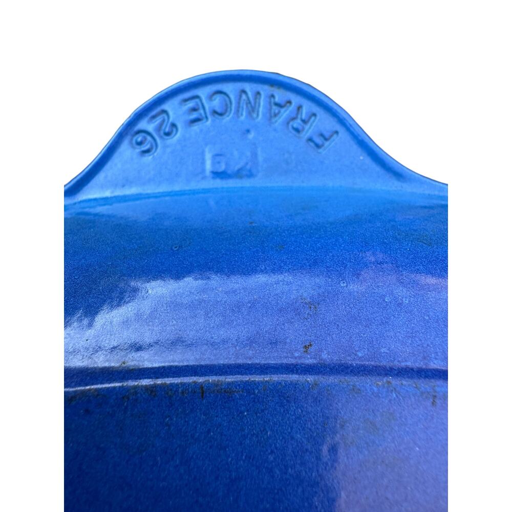Le Crueset #26 BLUE ENAMELED CAST IRON GRILL PAN SKILLET FRANCE. - Picture 6 of 6